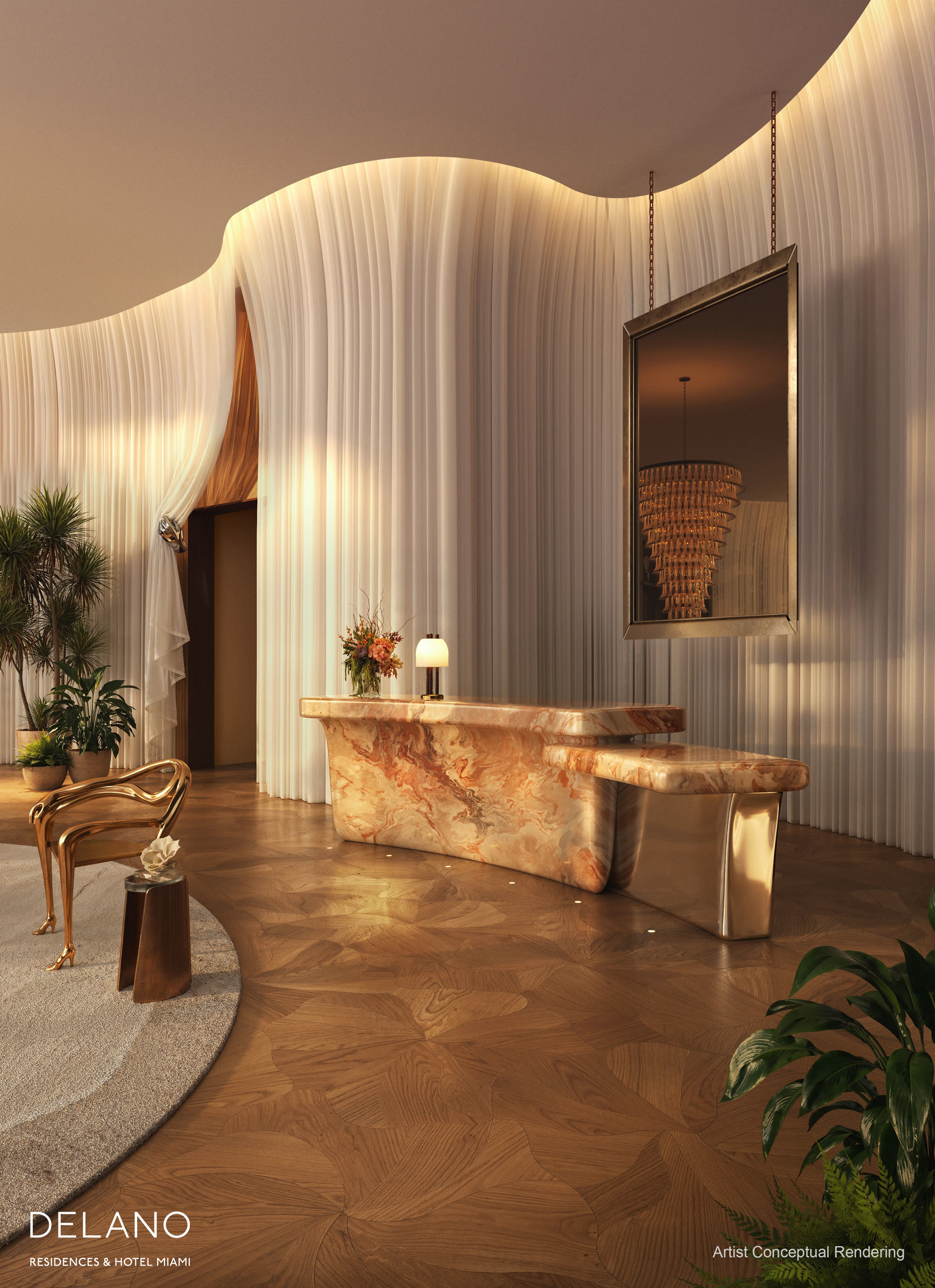 Arrival lobby at Delano Residences & Hotel Miami