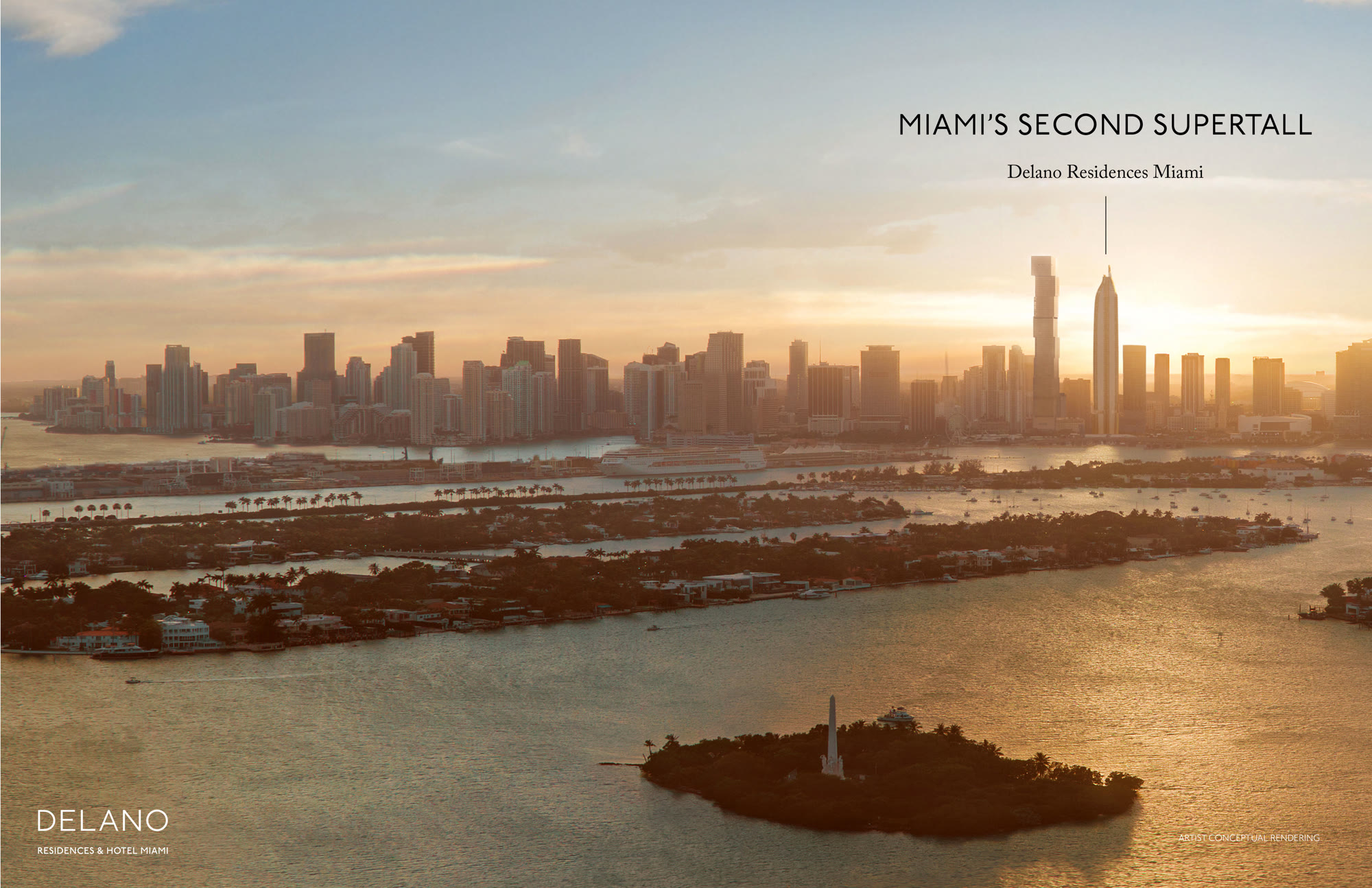 Downtown Miami and Biscayne Bay near 400 Biscayne Blvd